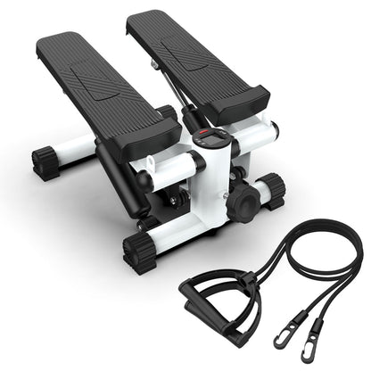 Mini Steppers for Exercise,  Hydraulic Fitness Stepper with LCD Monitor(Black+White)